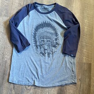 Vans Raglan Navy and Gray Graphic Tee XL
